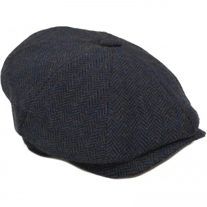 Boys Navy Tweed Wool Baker Boy Cap